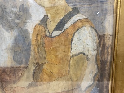 Lot 1538 - Chantal Quenneville, first half 20th century, oil on canvas - portrait of a seated girl, Poppet John, daughter of Augustus John, in gilt framed oval foot