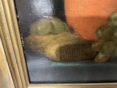 Lot 1547 - E. J. Coleman, mid 19th century, oil on panel - Still Life with Grapes, inscribed verso and dated 1850, 16.5cm x 24cm, in gilt frame