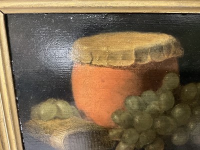 Lot 1547 - E. J. Coleman, mid 19th century, oil on panel - Still Life with Grapes, inscribed verso and dated 1850, 16.5cm x 24cm, in gilt frame