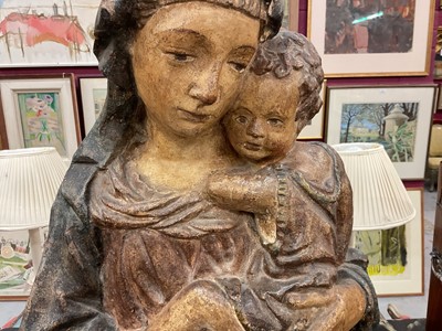 Lot 1592 - Florentine, probably 16th century, a polychrome stucco relief of the Virgin and Child, 64cm x 48cm. Provenance: Sotheby's European Sculpture and Works of Art, 8th December 2006, lot 45. <...
