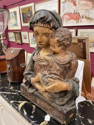 Lot 1592 - Florentine, probably 16th century, a polychrome stucco relief of the Virgin and Child, 64cm x 48cm. Provenance: Sotheby's European Sculpture and Works of Art, 8th December 2006, lot 45. <...