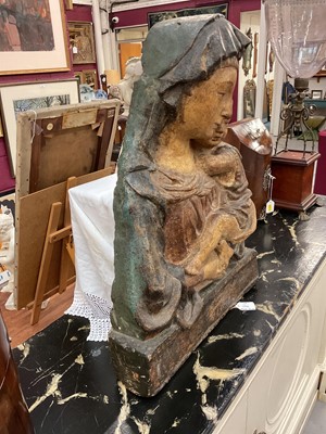 Lot 1592 - Florentine, probably 16th century, a polychrome stucco relief of the Virgin and Child, 64cm x 48cm. Provenance: Sotheby's European Sculpture and Works of Art, 8th December 2006, lot 45. <...