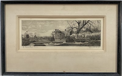Lot 166 - Marcel Schuette, signed etching - Isfield Place, Sussex, 51/70, signed and dated 1932, 15cm x 39cm, in glazed frame