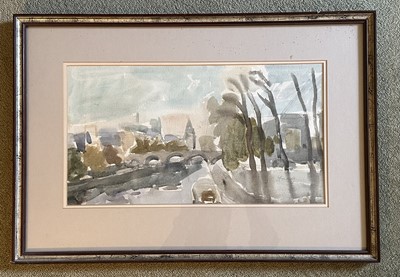 Lot 1056 - *Earl Haig (1918-2009) watercolour - River View, signed, 24cm x 44cm, in glazed frame