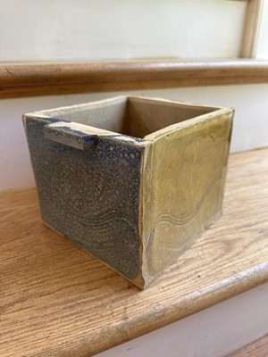 Lot 1839 - *Michael Leach (1913-1985) Yelland pottery four colour glazed square vase, 'Y' impressed mark to base, 19.5cm x 17cm, 14.5cm high