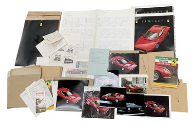 Lot 9 - Ferrari interest- fascinating collection of photographs, design sketches, prints, negatives and slides, all related to the official 1988 Ferrari UK Calendar, together with correspondence and cop...