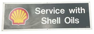 Lot 27 - Modern garage sign- 'Service with Shell Oils', 92 x 30cm.
