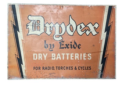 Lot 30 - Vintage Drydex Batteries aluminium sign, 62.5 x 43.5cm