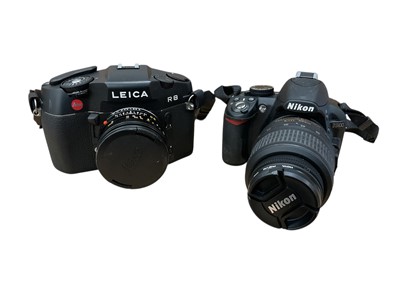 Lot 2853 - Leica R8 camera, Nikon D3100 camera in box, and accessories