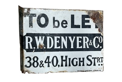 Lot 60 - Vintage enamel double sided Estate Agents sign 'R.W. Denyer & Co", 38 x 30.5cm.