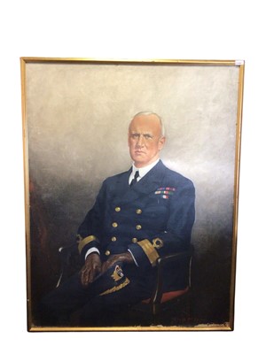 Lot 111 - F.W.H. McCamce, large oil on board portrait of Commodore Sir Bertram Fox Hayes, K.C.M.G., D.S.O., R.D., R.N.R