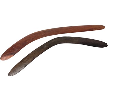 Lot 903 - Two antique boomerangs, one 19th century, the other early 20th century with incised decoration