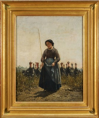 Lot 1161 - Theodore Frederick Salmon (1811 - 1876) oil on panel "The Turkey Girl"