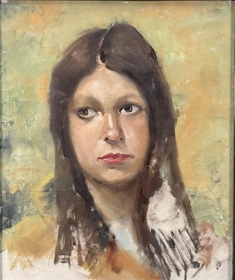 Lot 352 - English School, 20th century oil on paper sketch of a girl, 35cm x 30cm, glazed frame