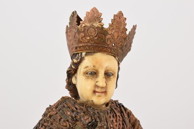 Lot 914 - Continental carved wood and ivory figure of an infant Jesus