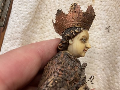 Lot 914 - Continental carved wood and ivory figure of an infant Jesus