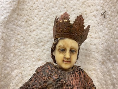 Lot 914 - Continental carved wood and ivory figure of an infant Jesus
