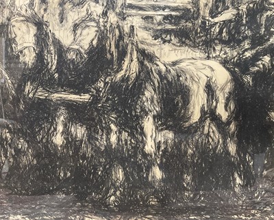 Lot 1099 - Harry Becker (1865-1928) lithograph, The Binder Team, framed