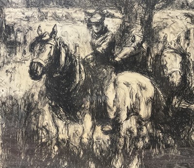 Lot 1099 - Harry Becker (1865-1928) lithograph, The Binder Team, framed