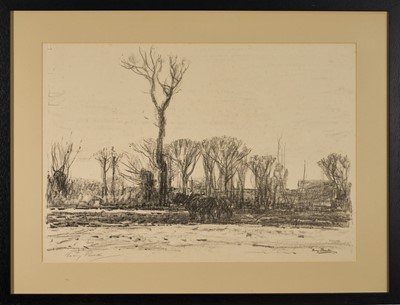 Lot 1043 - Harry Becker (1865-1928) signed lithograph - The Plough Team in Winter, 1914, signed in pencil, 43cm x 60cm, in glazed frame