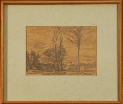 Lot 1046 - Harry Becker (1865-1928) graphite, Water Meadows and Trees, 16cm x 23cm, in glazed frame