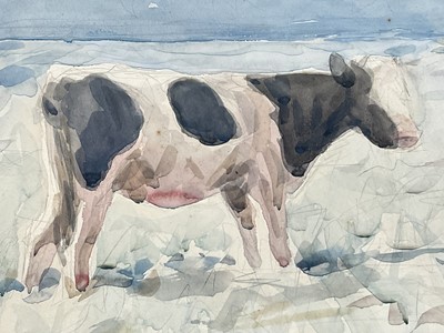 Lot 1036 - Harry Becker (1865-1928) watercolour, Friesian Cattle, c, 1911, signed, 37cm x 52cm, in glazed frame