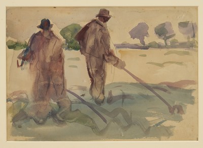 Lot Harry Becker (1865-1928) watercolour - Men Ditching