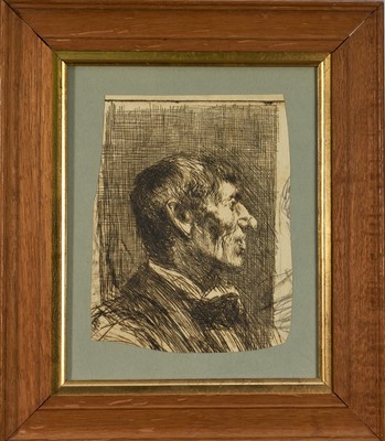Lot 1004 - Harry Becker (1865-1928) etching, Head of a Man