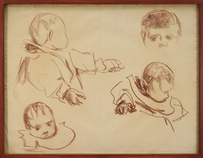 Lot Harry Becker (1865-1928) sanguine, Studies of the Artist’s Daughter, Janet