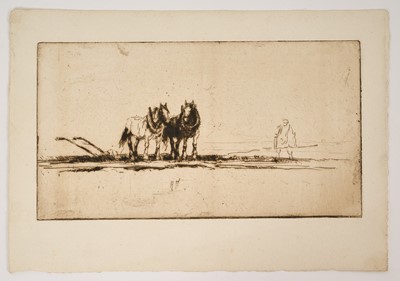 Lot 1039 - Harry Becker (1865-1928) etching, Plough Team