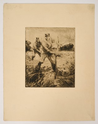 Lot 1038 - Harry Becker (1865-1928) etching, Scythers