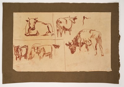 Lot 1073 - Harry Becker (1865-1928) red chalk, Cattle Studies