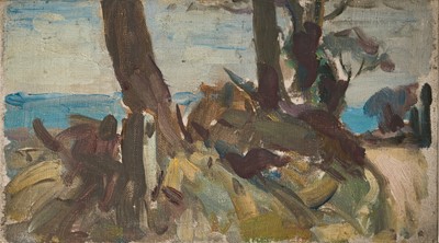 Lot 1095 - Harry Becker (1865-1928) oil on canvas board, Country Lane