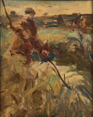 Lot 1098 - Harry Becker (1865-1928) oil on canvas board, Marsh Dyking