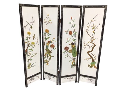 Lot 5357 - Japanese lacquer screen with raised decoration