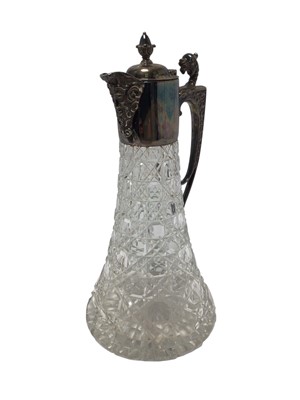Lot 365 - Late Victorian style silver mounted cut glass claret jug