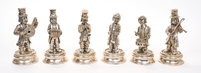 Lot 371 - Set of six Spanish silver musicians
