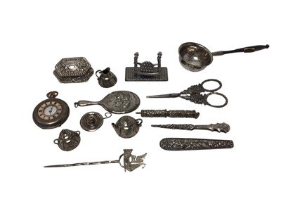 Lot 327 - Group of miniature silver and white metal items