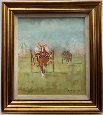 Lot 330 - Peter Jamieson (born 1945) oil on canvas board, a county show, signed, in gilt frame. 21 x 19cm.