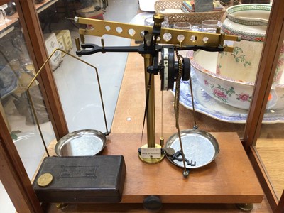 Lot 5105 - Set of glass cased scientific scales with weights