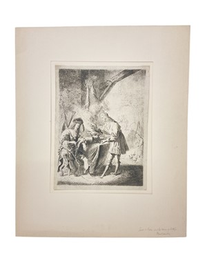 Lot 824 - Peter Rottermond (act. 1632-1649) etching, Esau and Jacob