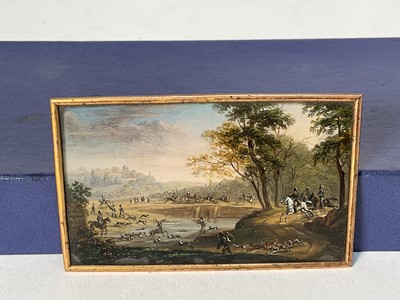 Lot 861 - Manner of Claude Vernet (1714-1789) miniature oil depicting a hunting scene