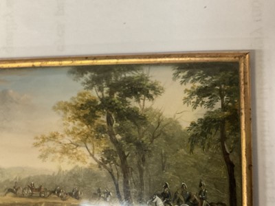 Lot 861 - Manner of Claude Vernet (1714-1789) miniature oil depicting a hunting scene