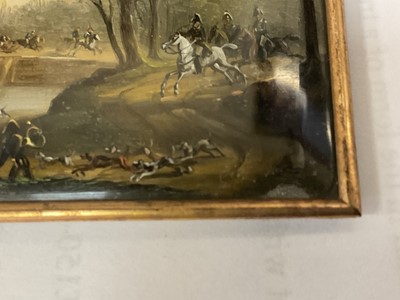 Lot 861 - Manner of Claude Vernet (1714-1789) miniature oil depicting a hunting scene