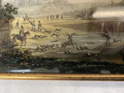 Lot 861 - Manner of Claude Vernet (1714-1789) miniature oil depicting a hunting scene