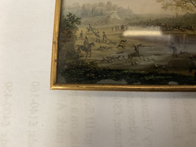 Lot 861 - Manner of Claude Vernet (1714-1789) miniature oil depicting a hunting scene