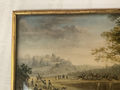 Lot 861 - Manner of Claude Vernet (1714-1789) miniature oil depicting a hunting scene