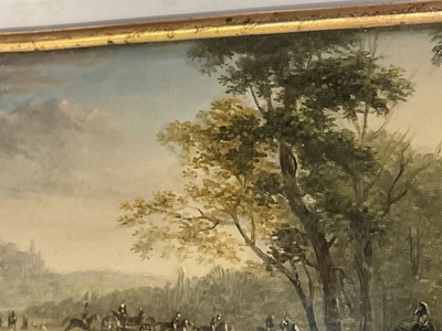 Lot 861 - Manner of Claude Vernet (1714-1789) miniature oil depicting a hunting scene