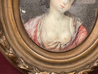 Lot 851 - 18th century Continental school, watercolour on ivory of a courtesan