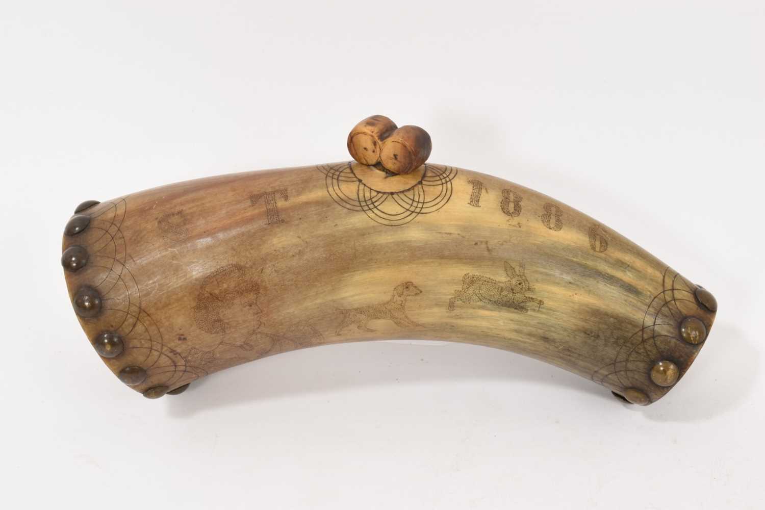 Lot 885 - 19th century powder flask